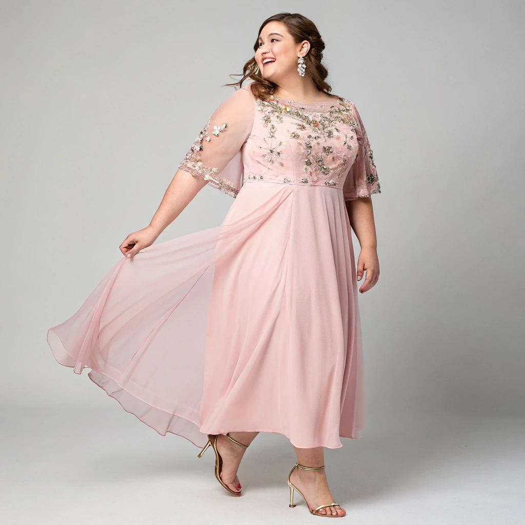 Blush Ethereal Embellished Illusion Sleeves Transform Academic Milestone Attire