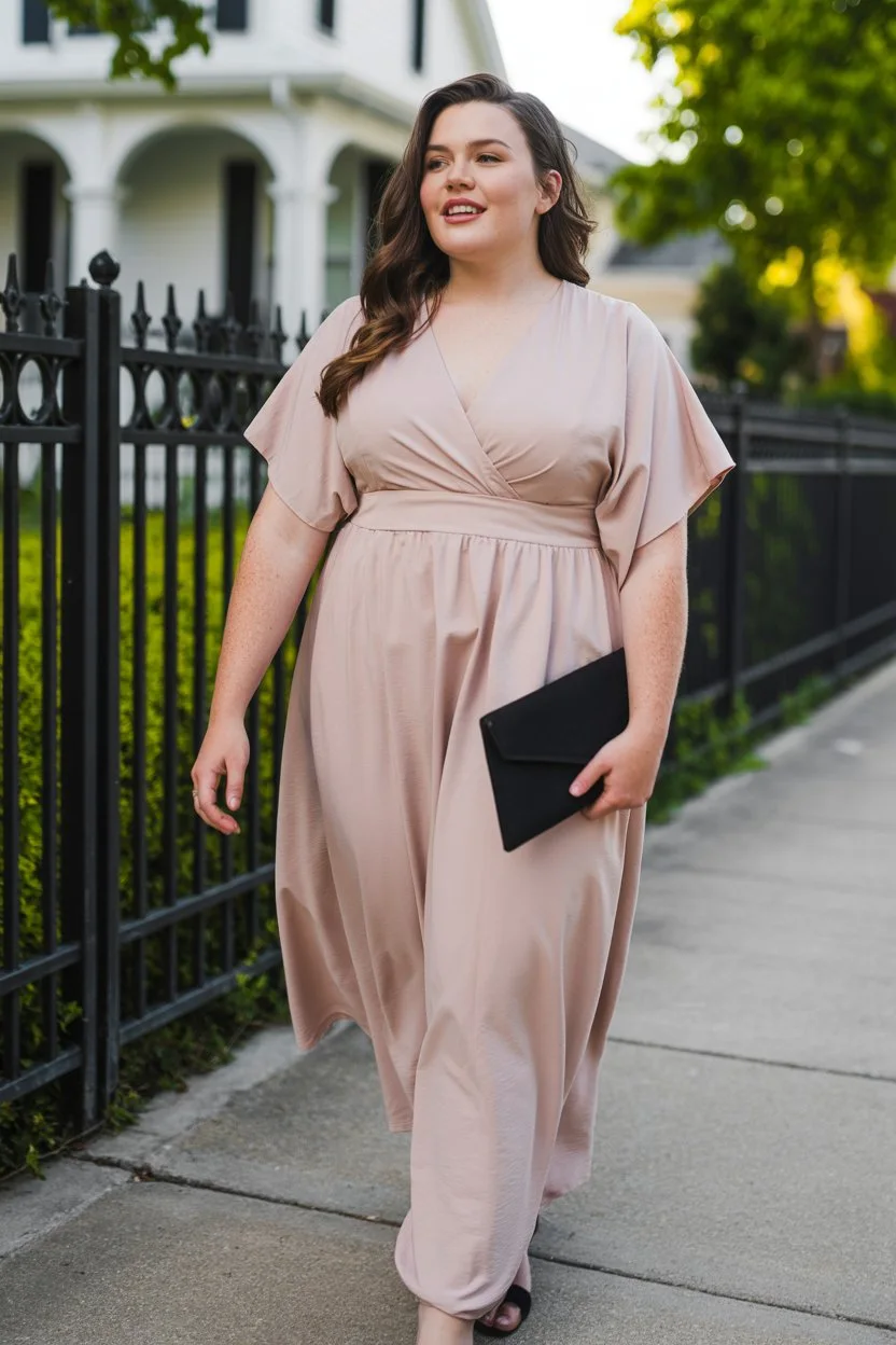 Blush Sophistication Kimono-Inspired Wrap Silhouette Embraces Academic Milestones