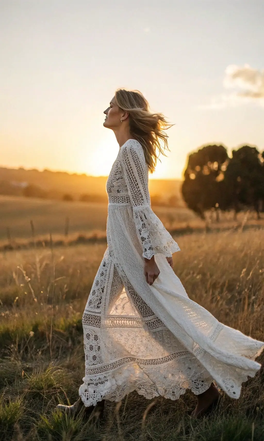 Bohemian Lace Maxi Graduation Dress