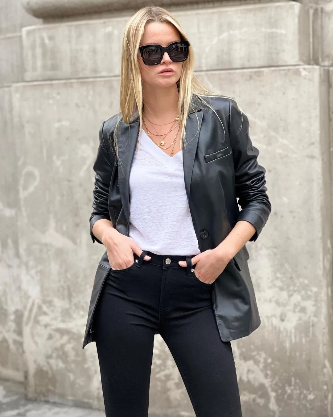 Casual Luxe Edgy Leather and Denim for a Laid-Back Holiday Look
