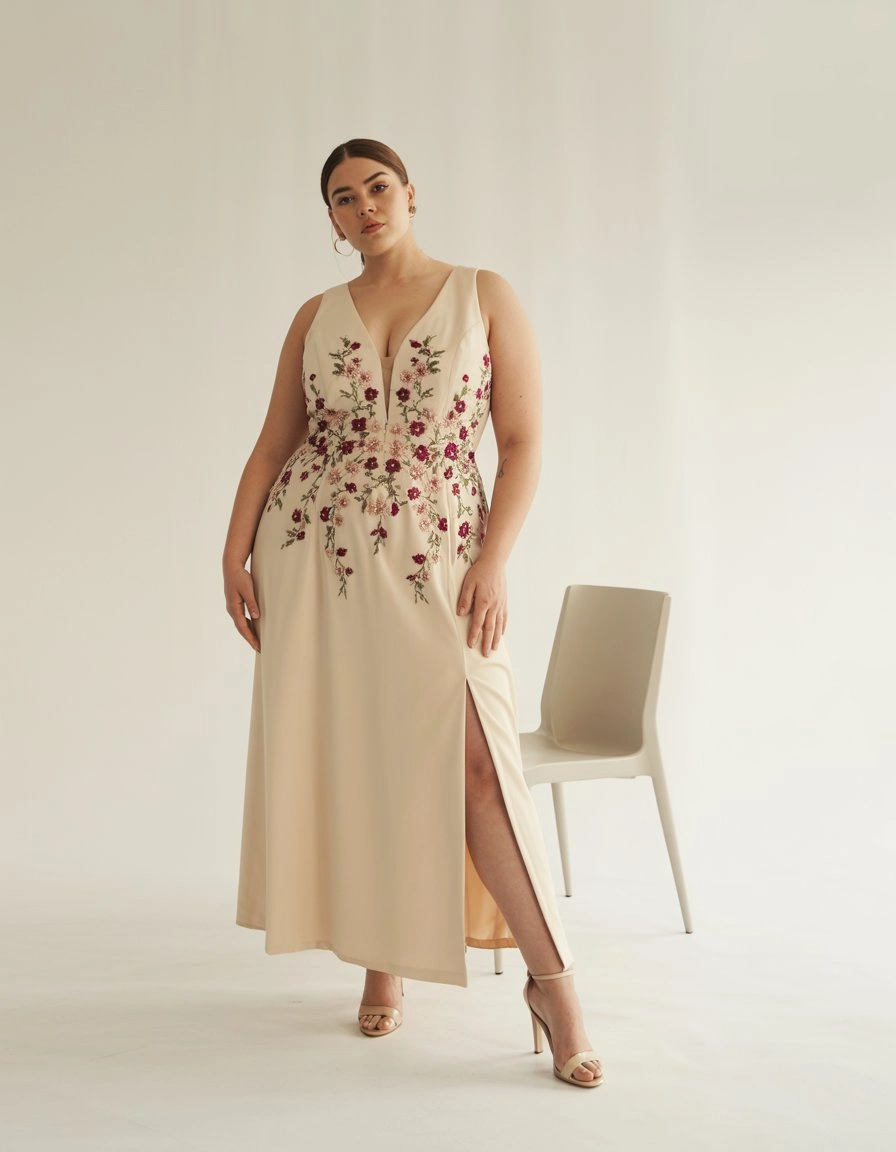 Cream Canvas Floral Embroidery Elevates Academic Ceremony Attire