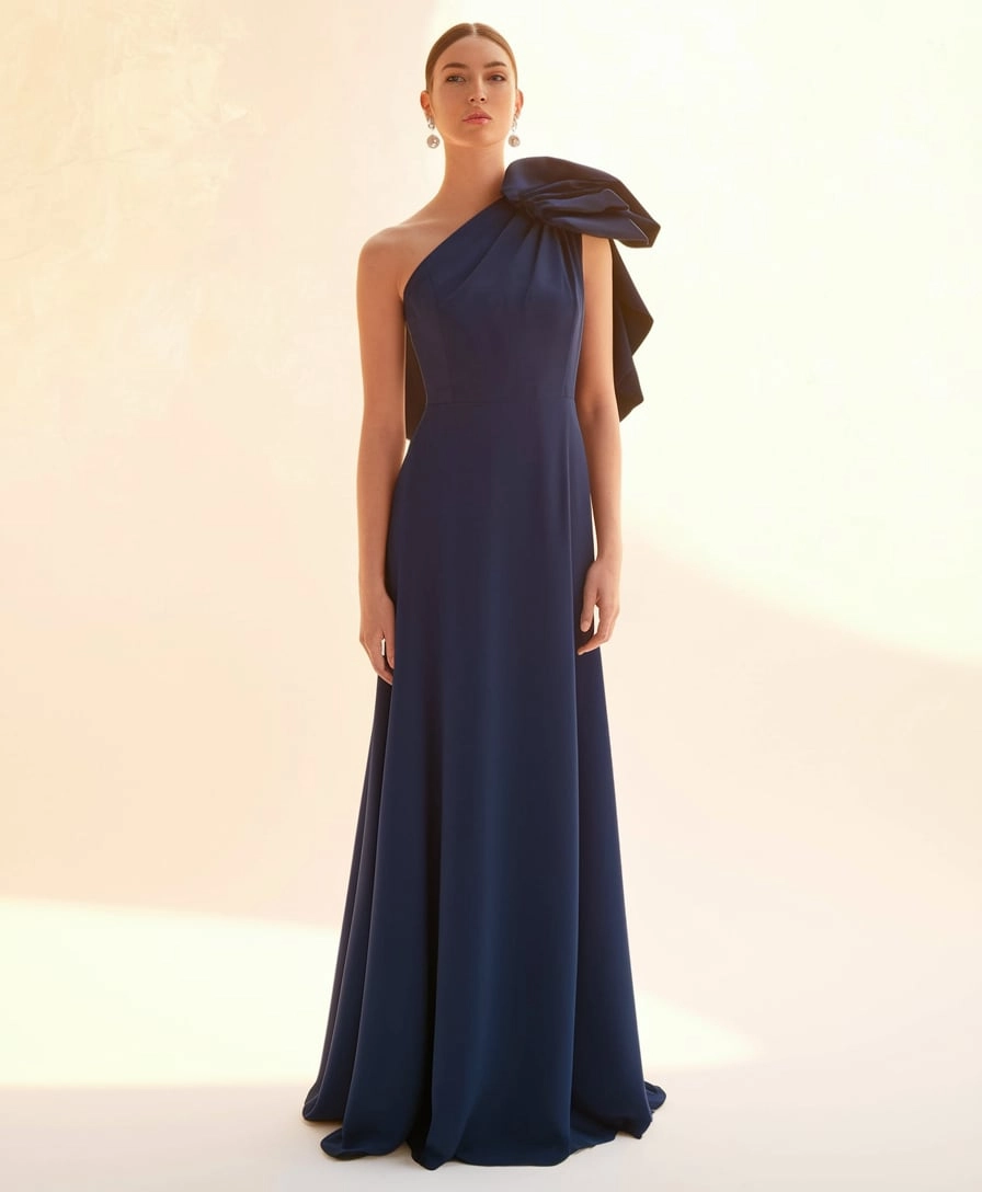 Dramatic Navy Grace A Festive Evening Gown