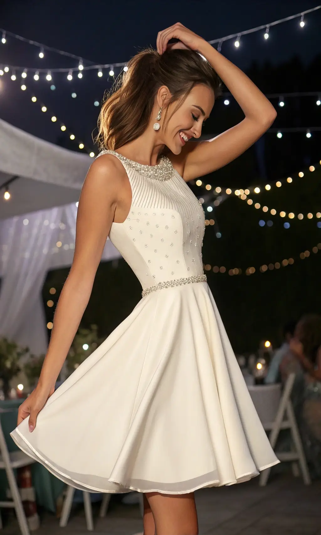 Embellished Fit-and-Flare Graduation Party Dress