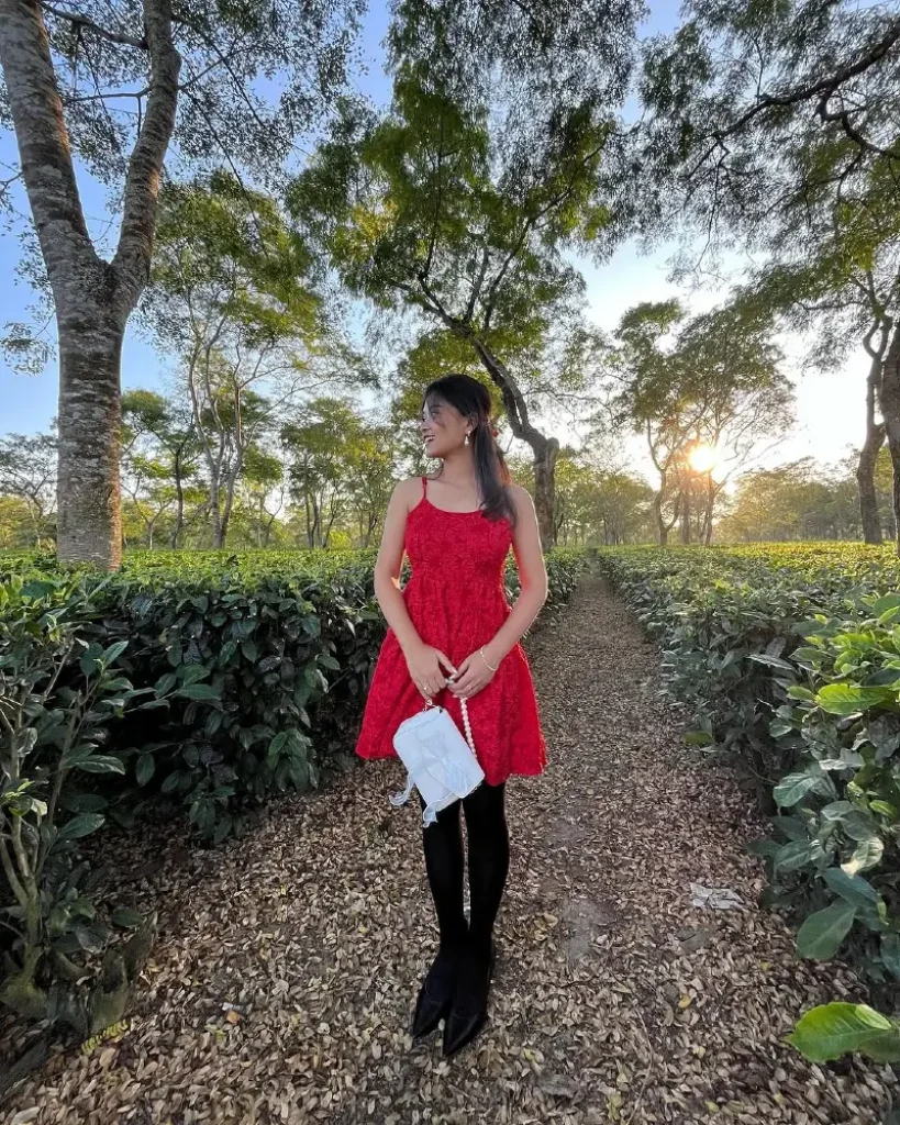 Festive Garden Path Red Dress Ensemble
