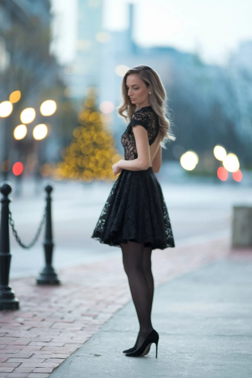 Lace Allure A Black Christmas Outfit for City Glamour