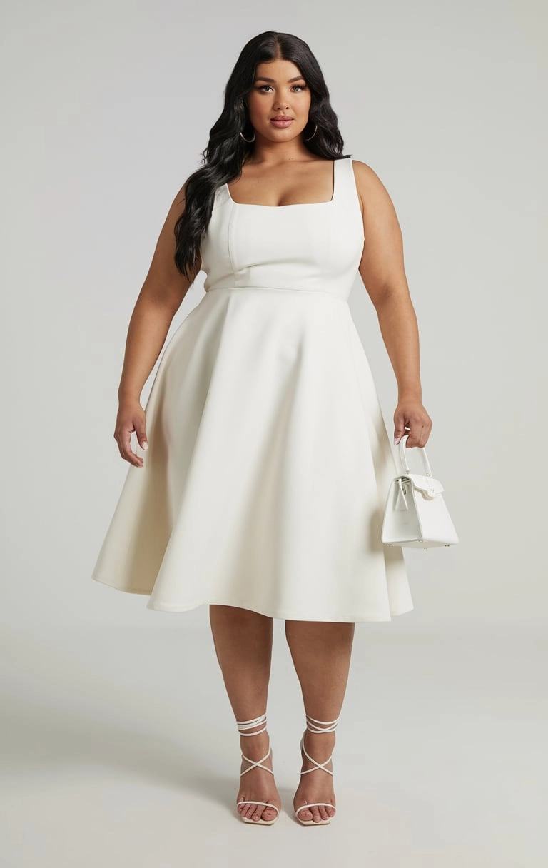 Modern Minimalism Square-Neck Fit-and-Flare for Contemporary Celebrations