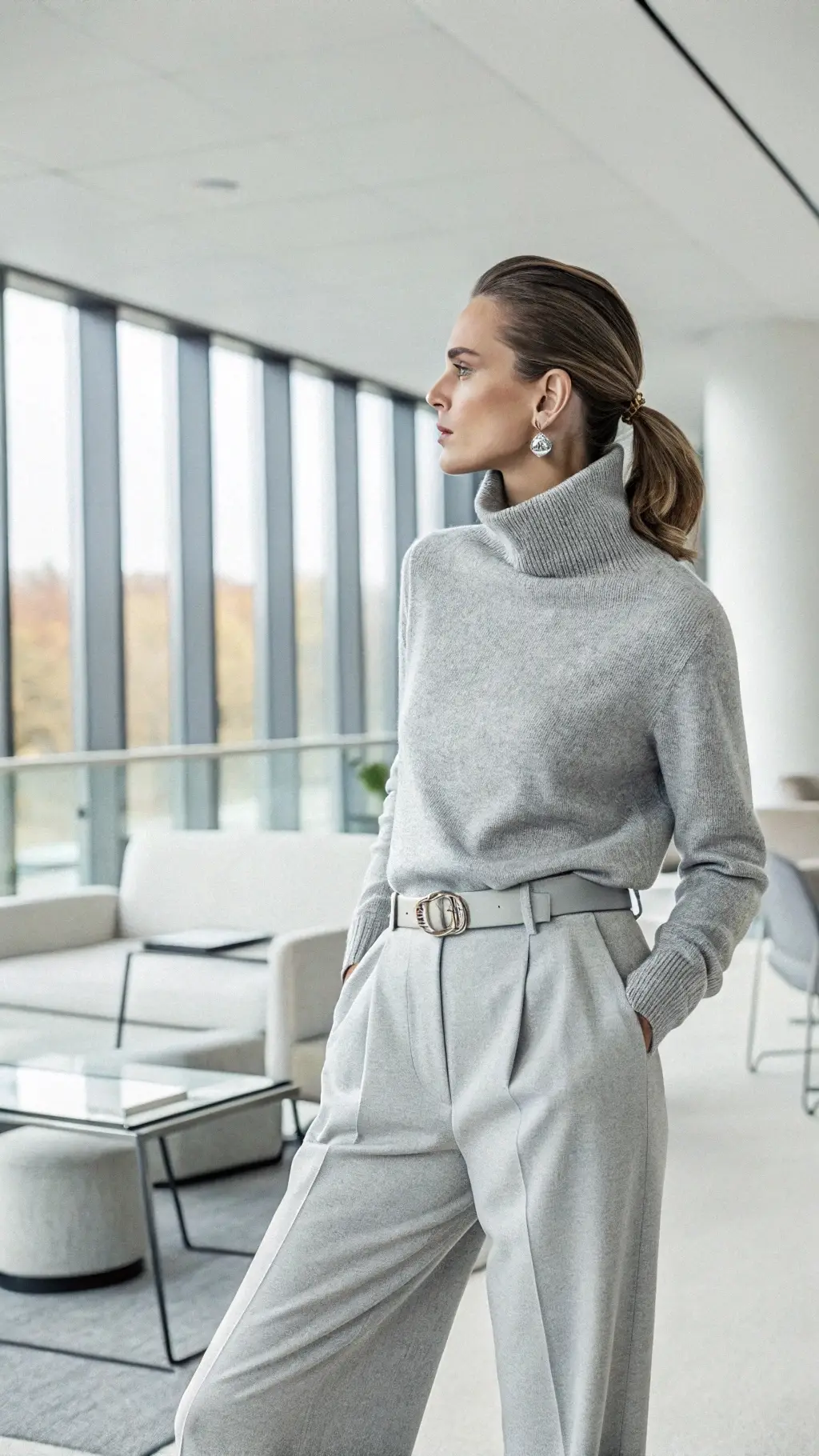 Monochrome Grey Turtleneck & Trousers