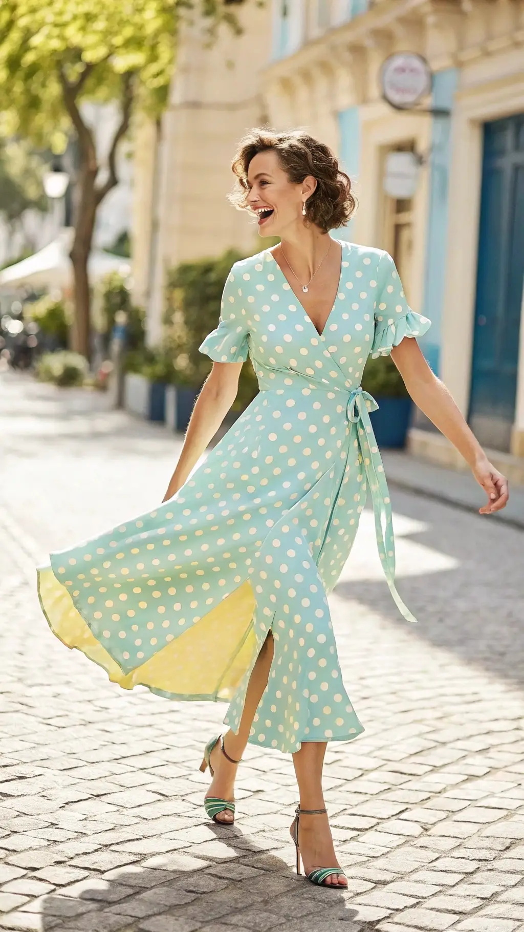 Playful Polka Dot Wrap Dress
