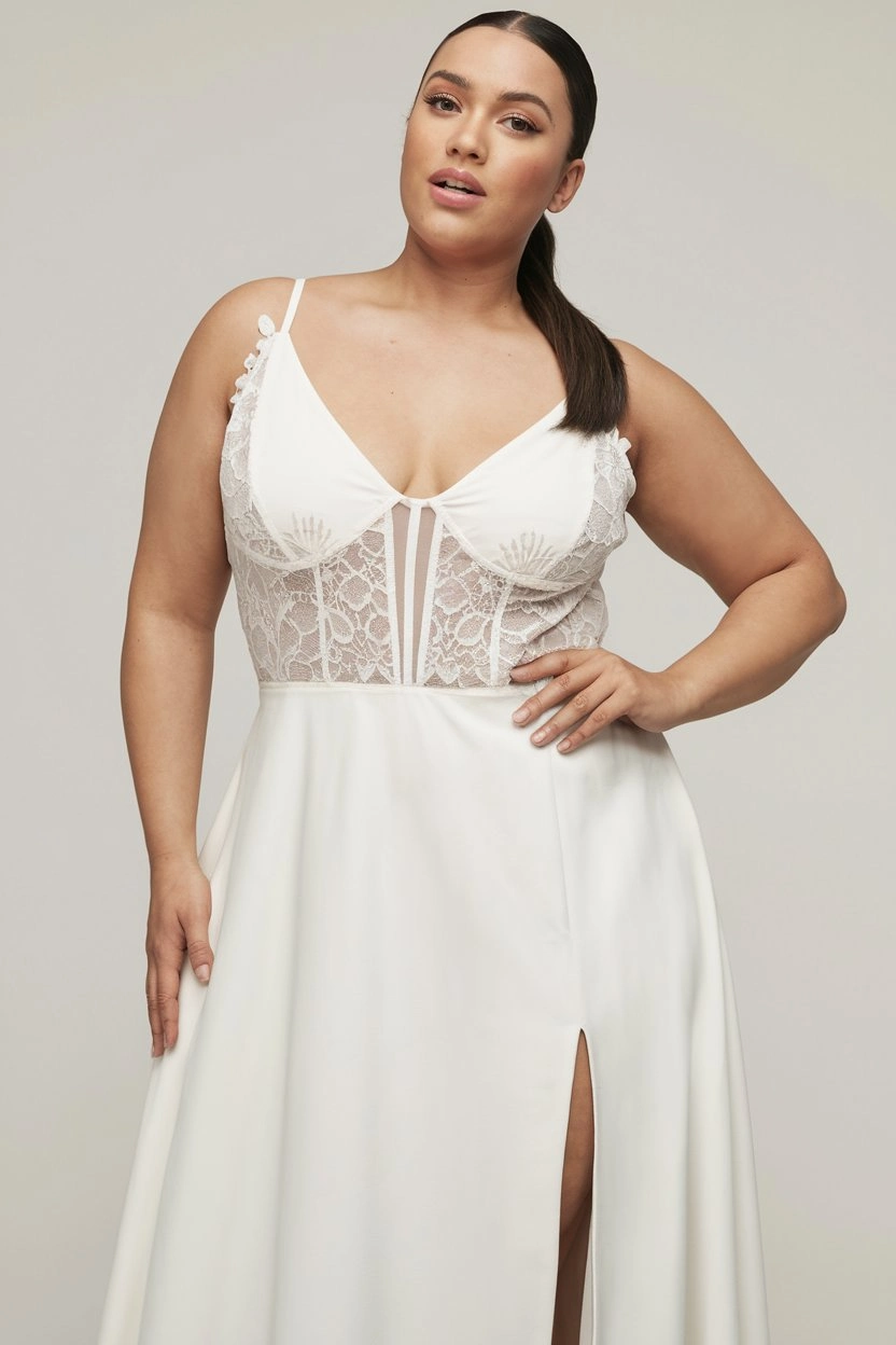 Romantic Boldness Lace Corset Gown for Contemporary Celebrations