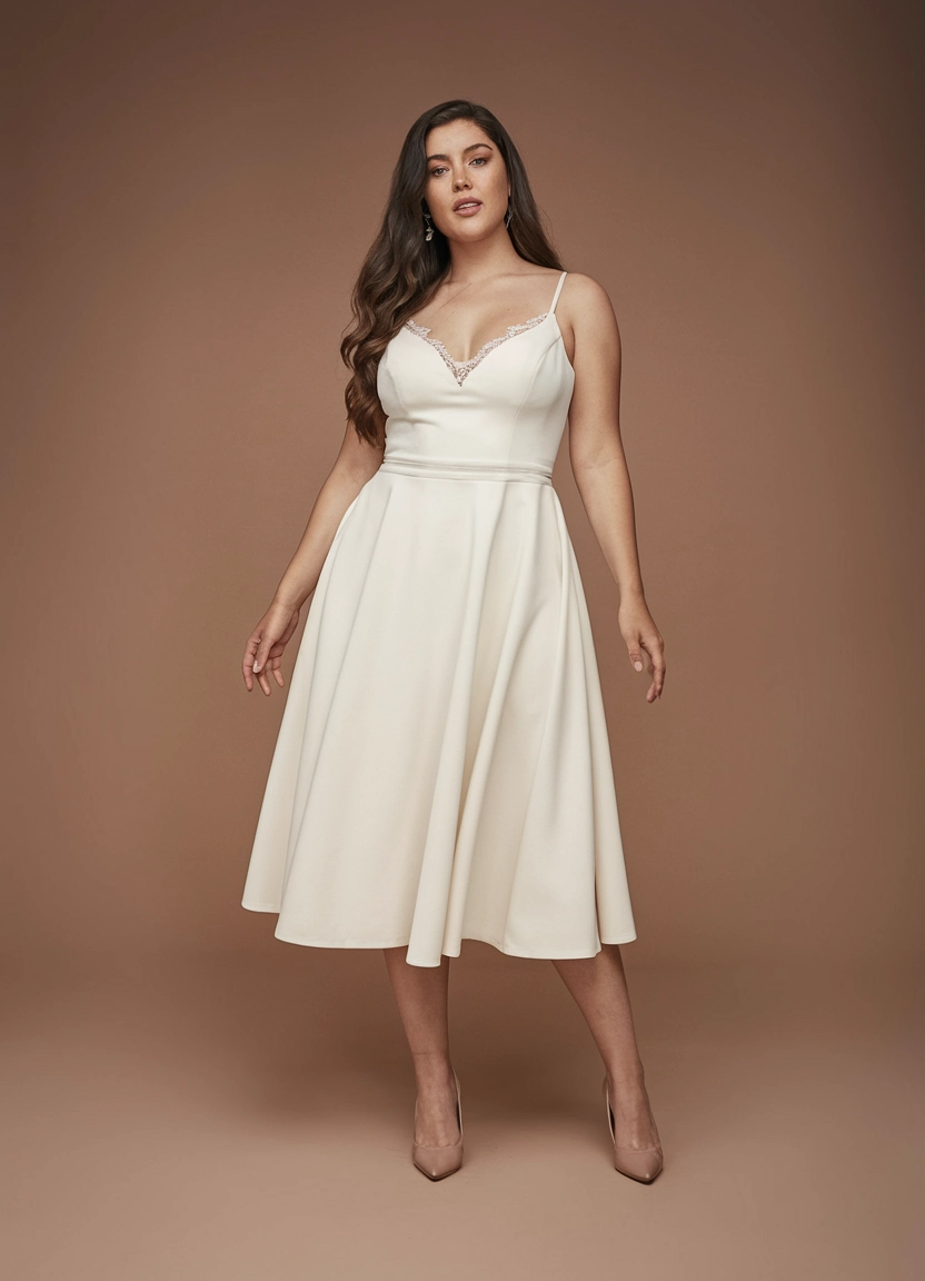 Romantic Refinement Cream Spaghetti-Strap Swing Dress for Milestone Celebrations