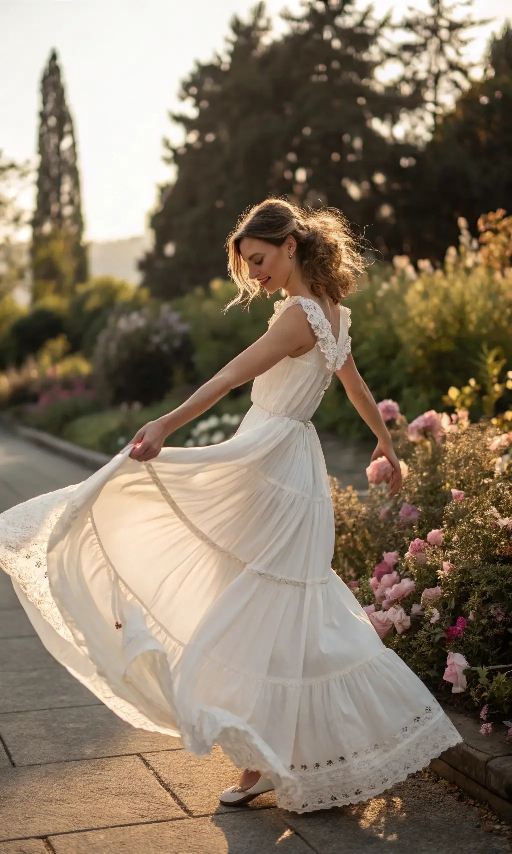 Romantic Tiered Chiffon Graduation Gown