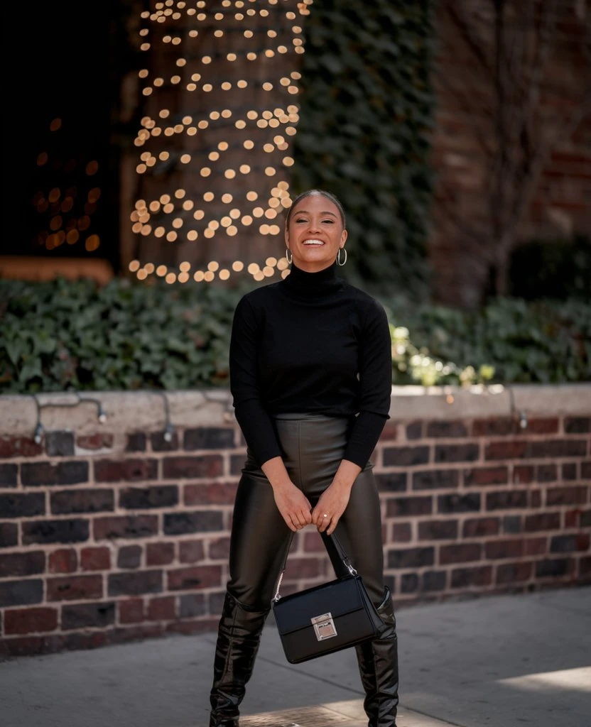 Sleek Sophistication A Black Christmas Outfit for Urban Festivity