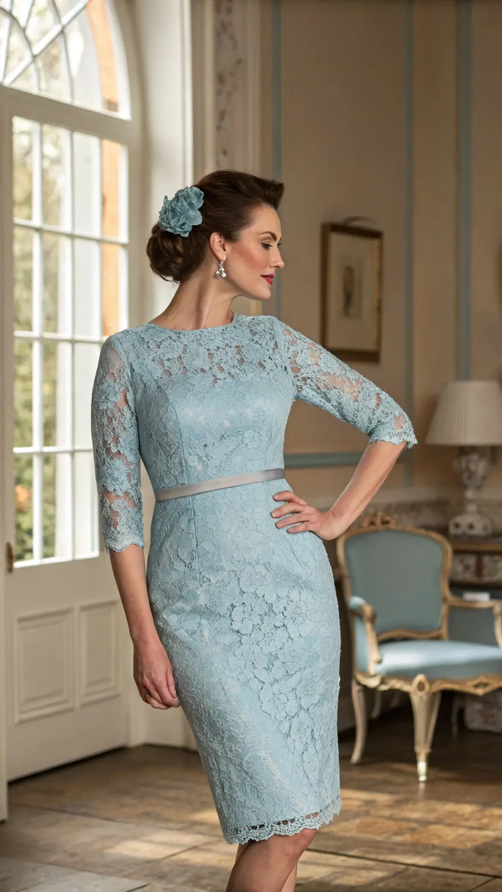 The Azure Lace Charm Sheath Dress