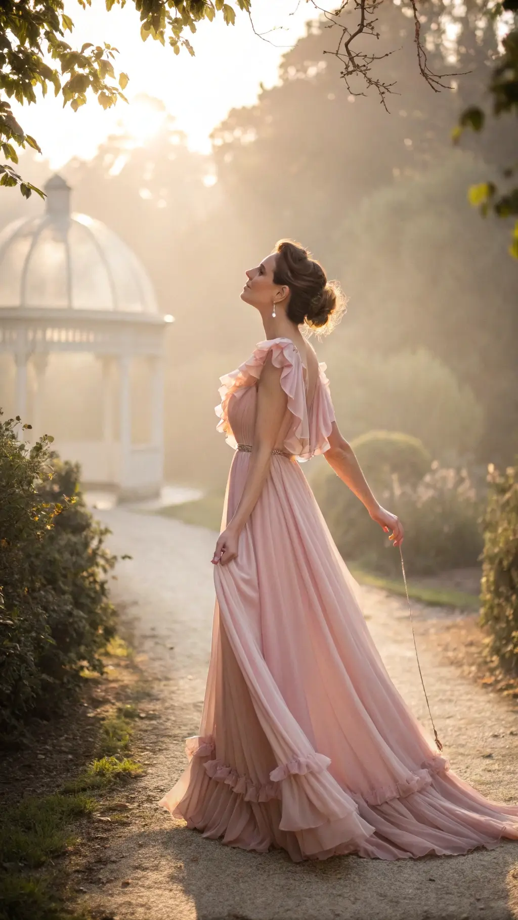 The Ethereal Blush Ruffle Gown