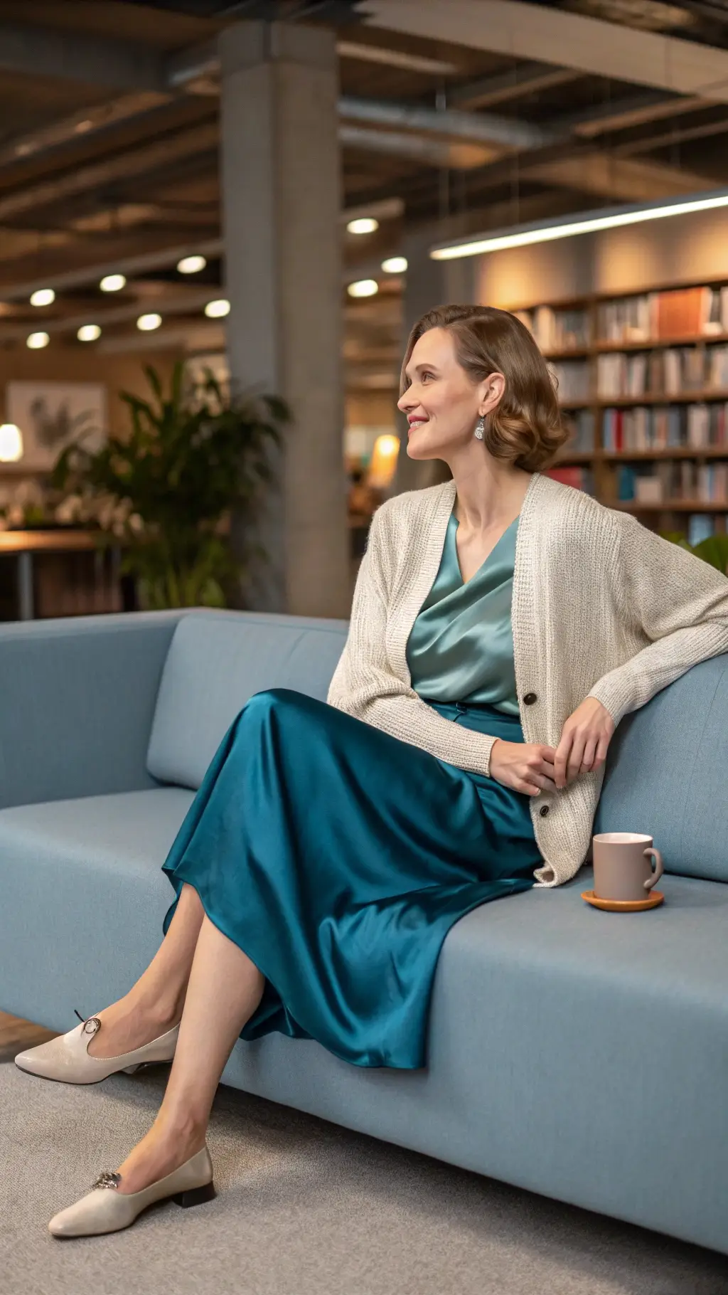 The Silky Skirt and Cardigan Combination