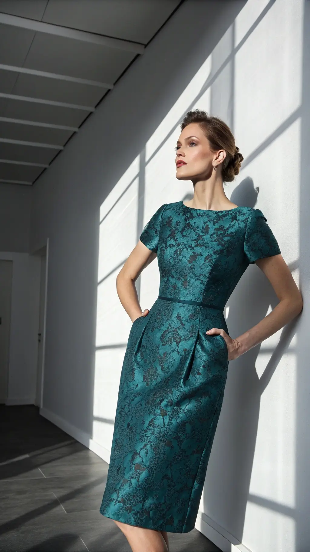The Teal Tapestry Elegance Midi Dress