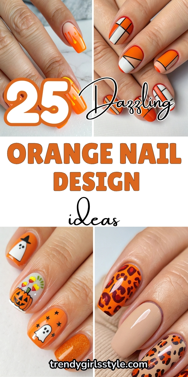 25 Dazzling Orange Nail Design Ideas