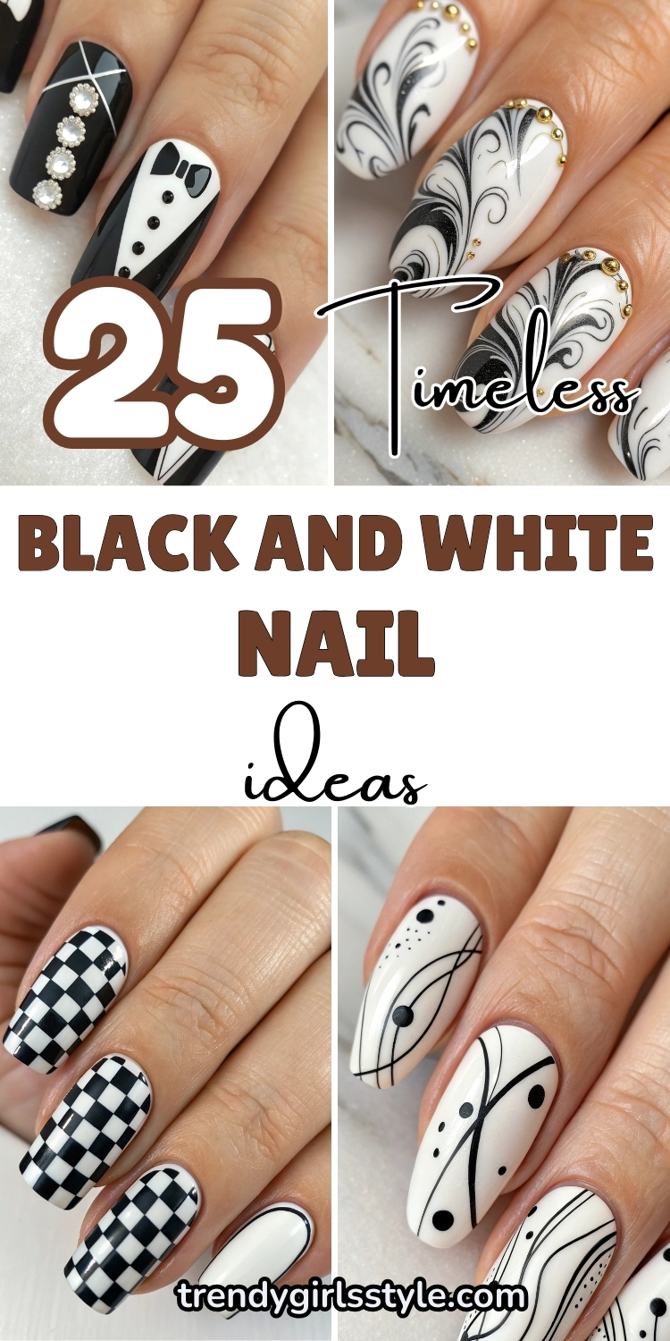 25 Timeless Black and White Nails Ideas to Elevate Your Look