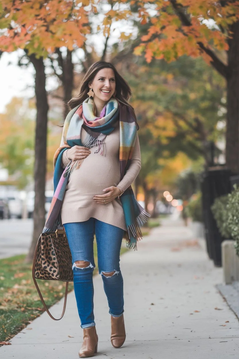 Autumnal Layers Transitional Maternity Style for Crisp Days