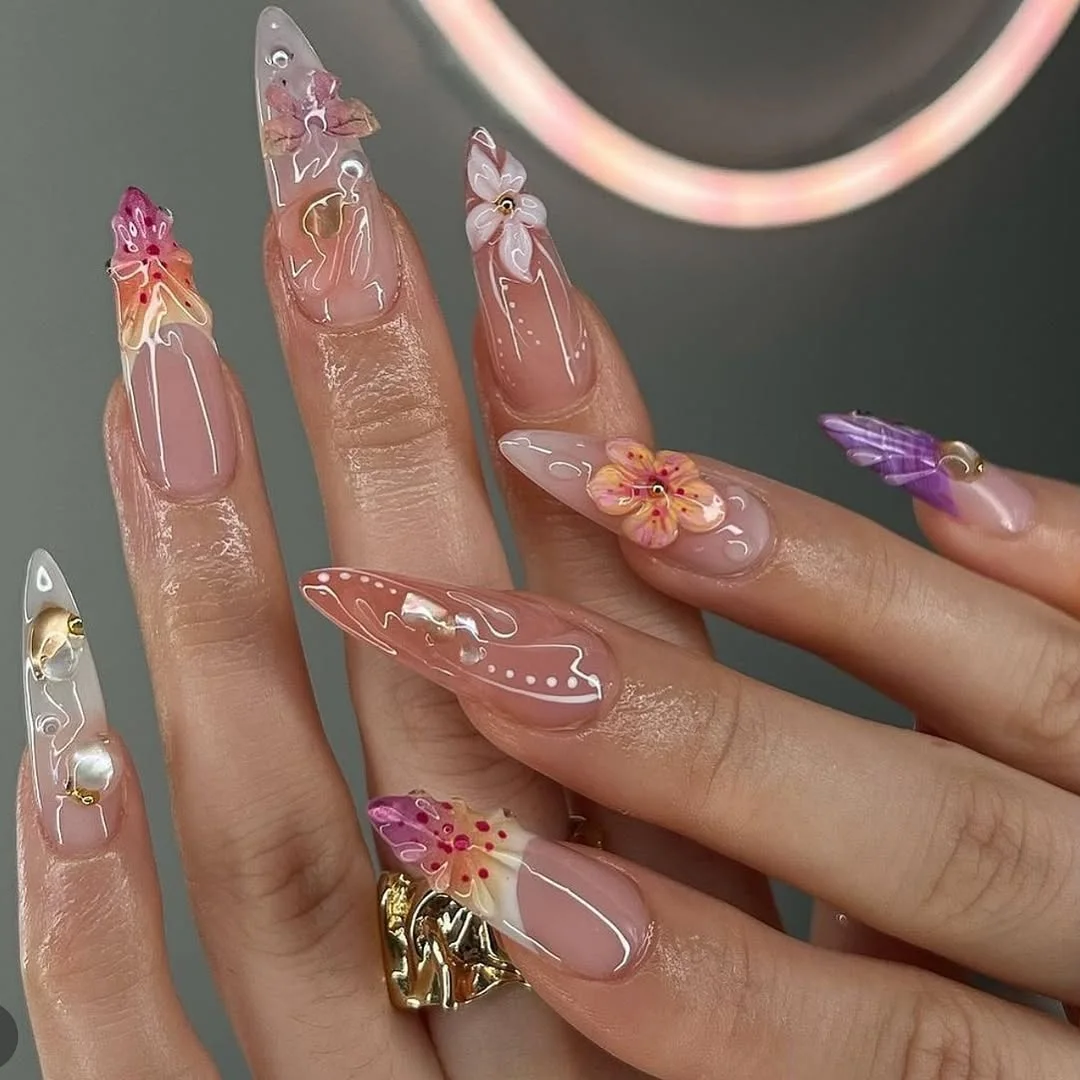 Blooming Fantasy Sculptures Floral Nails