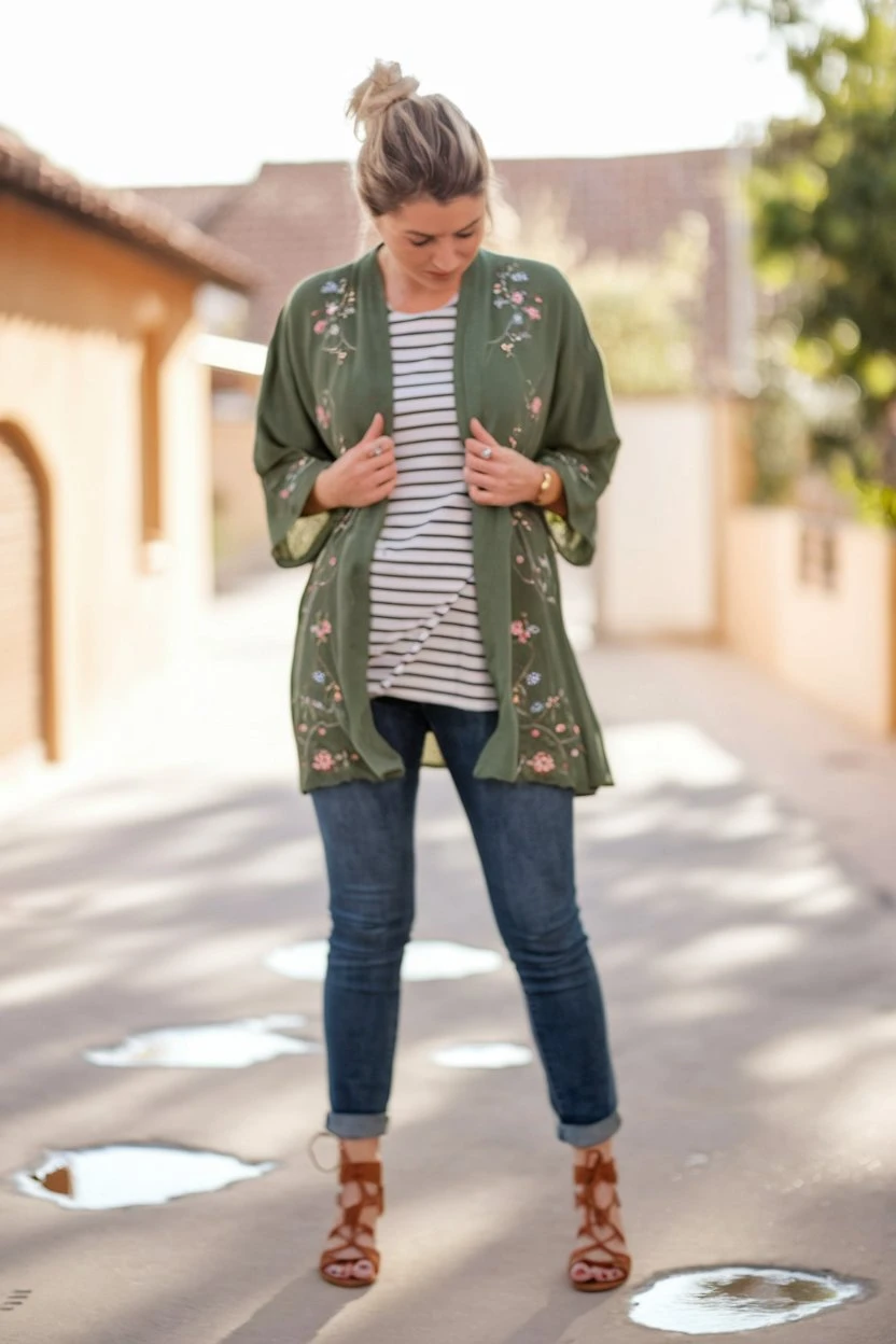 Botanical Kimono Elegance Nature-Inspired Transitional Layering