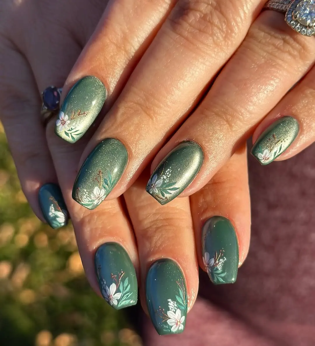 Botanical Nails with a Mystical Touch