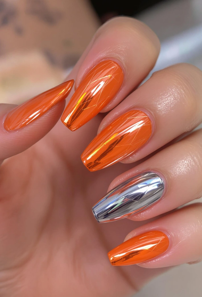 Chrome Accent Meets Vibrant Orange Drama