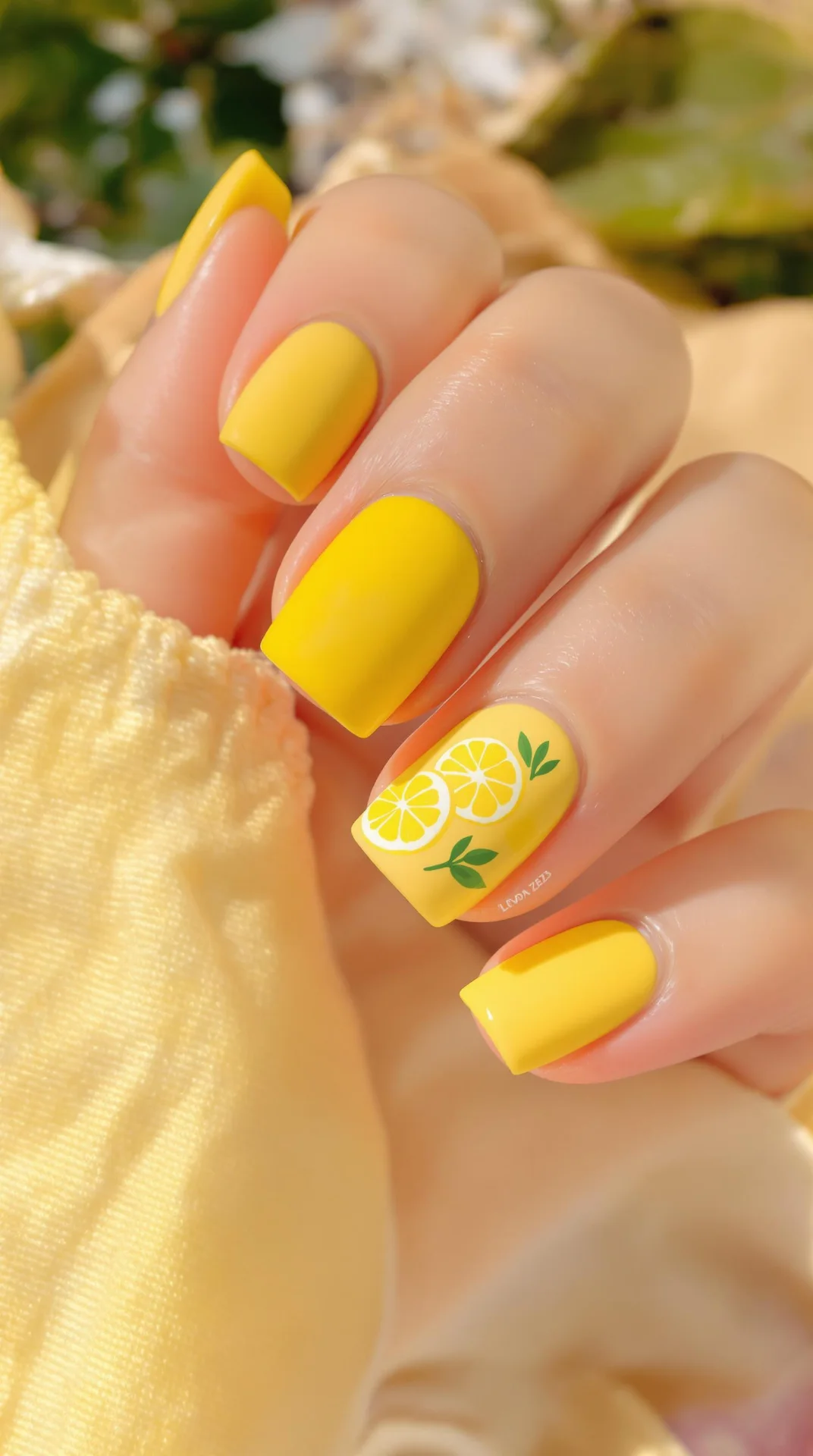 Citrus Bliss Lemon-Inspired Yellow Nail Art for a Fresh Pop of Style