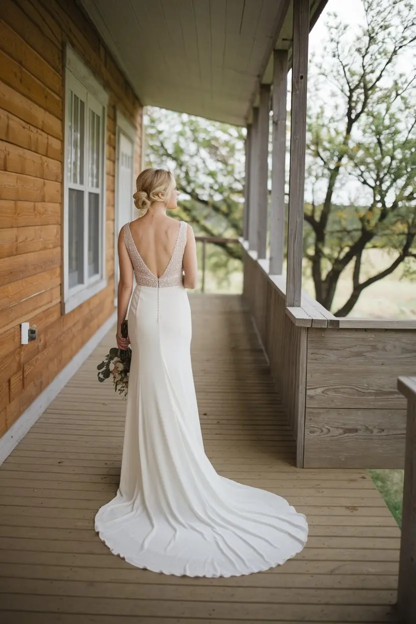 Country Charm V-Back Simplicity Elevating Rustic Wedding Elegance