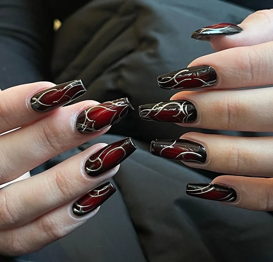 Dramatic Nails with a Fiery Edge