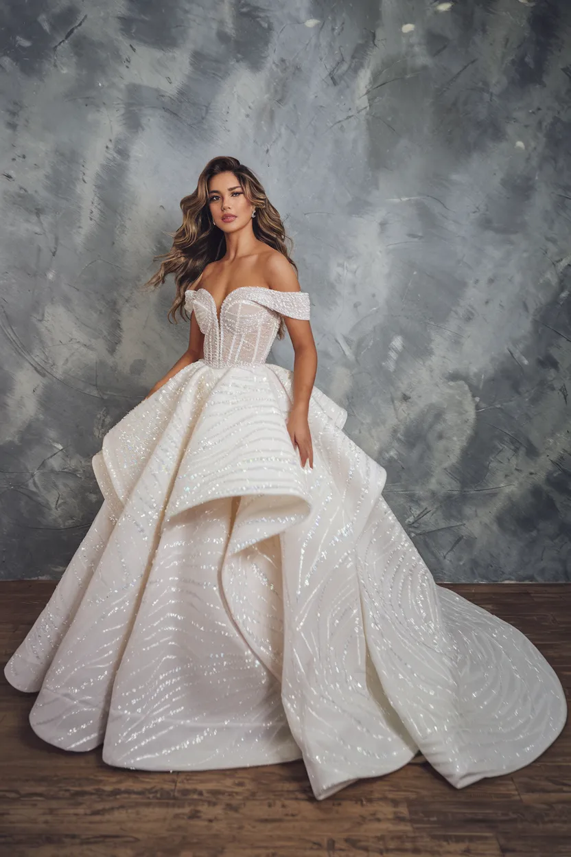 Dynamic Sculptural Waves Bridal Couture's Architectural Renaissance