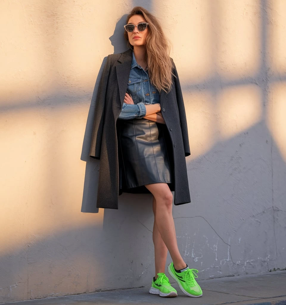 Edgy Texture Contrast: Urban Pre-Spring Statement with Unexpected Brightness