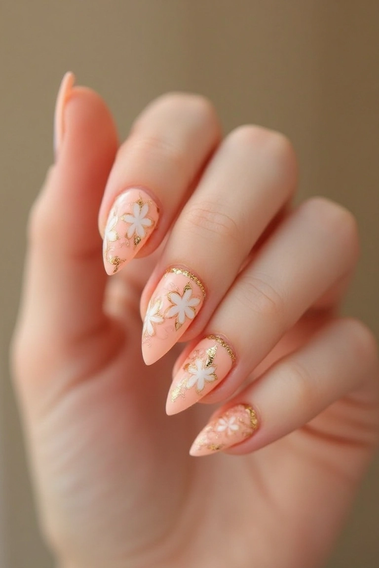 Golden Daisy Glow Whimsical Nails