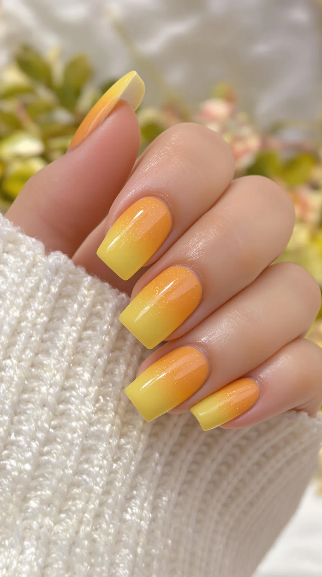 Golden Glow Ombre Yellow Nail Art for a Sunshine-Inspired Style