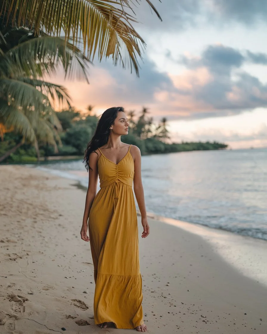 Golden Hour Marigold Sunset Beachwear for Transitional Moments