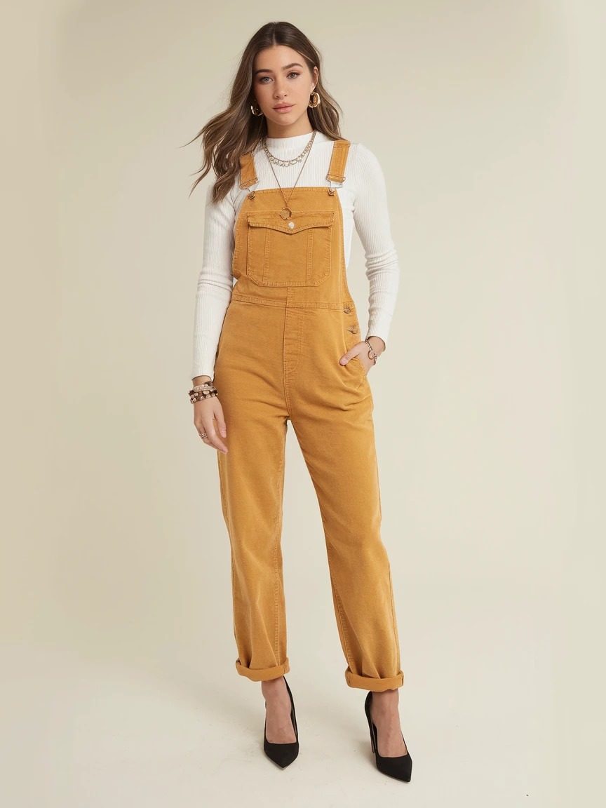 Golden Hour Mustard Canvas Overalls for Elevated Everyday Sophistication
