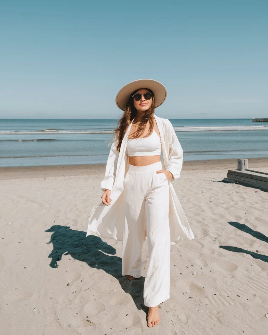 Ivory Coastal Elegance Monochromatic Beach Sophistication