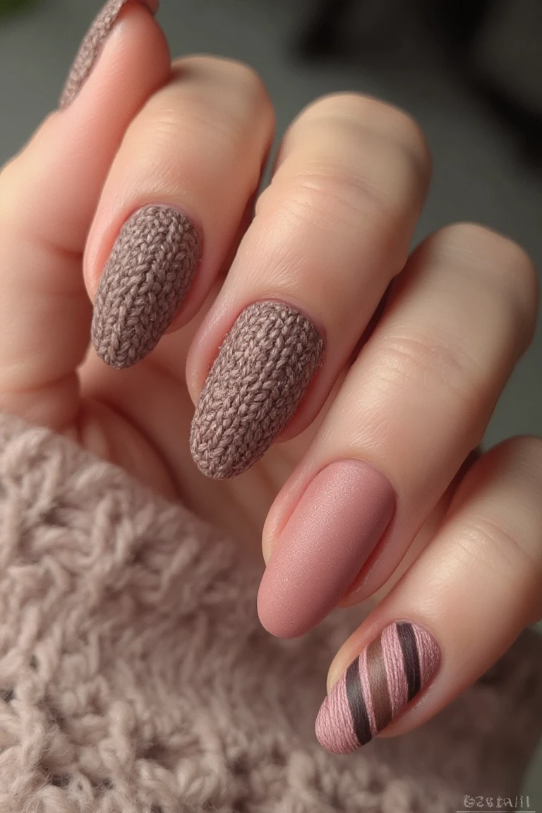 Knitted Cozy Chic Texture-Rich Nails with Warmth and Style