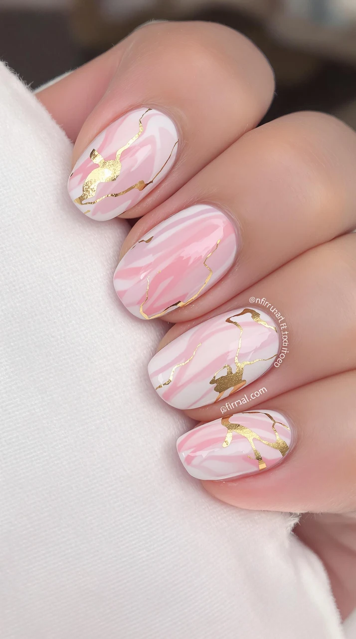 Marble Blush Luxe – Pink Swirls with Golden Accents
