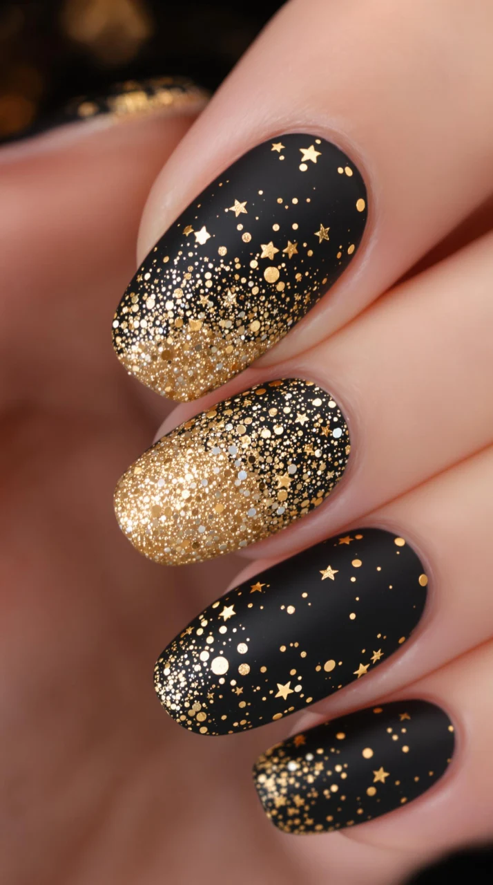 Midnight Nails with a Celestial Spark