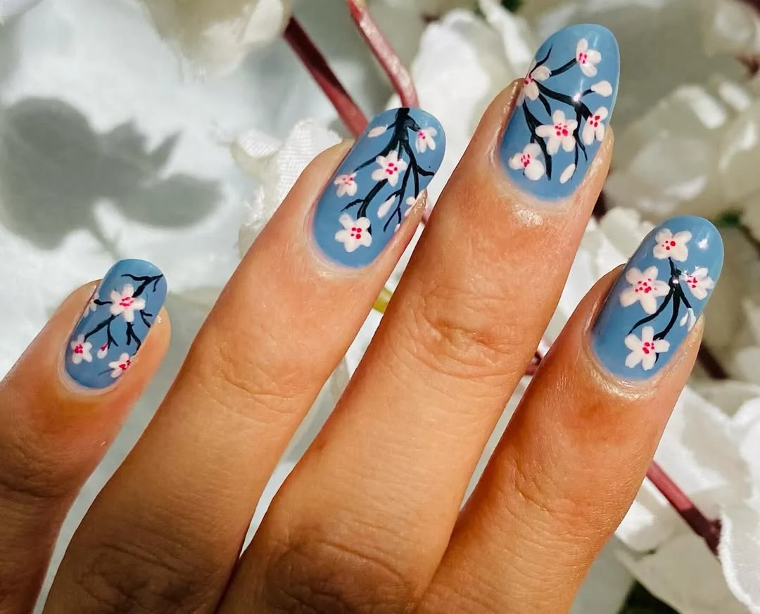 Minimalist Cherry Blossoms on a Dreamy Blue Sky
