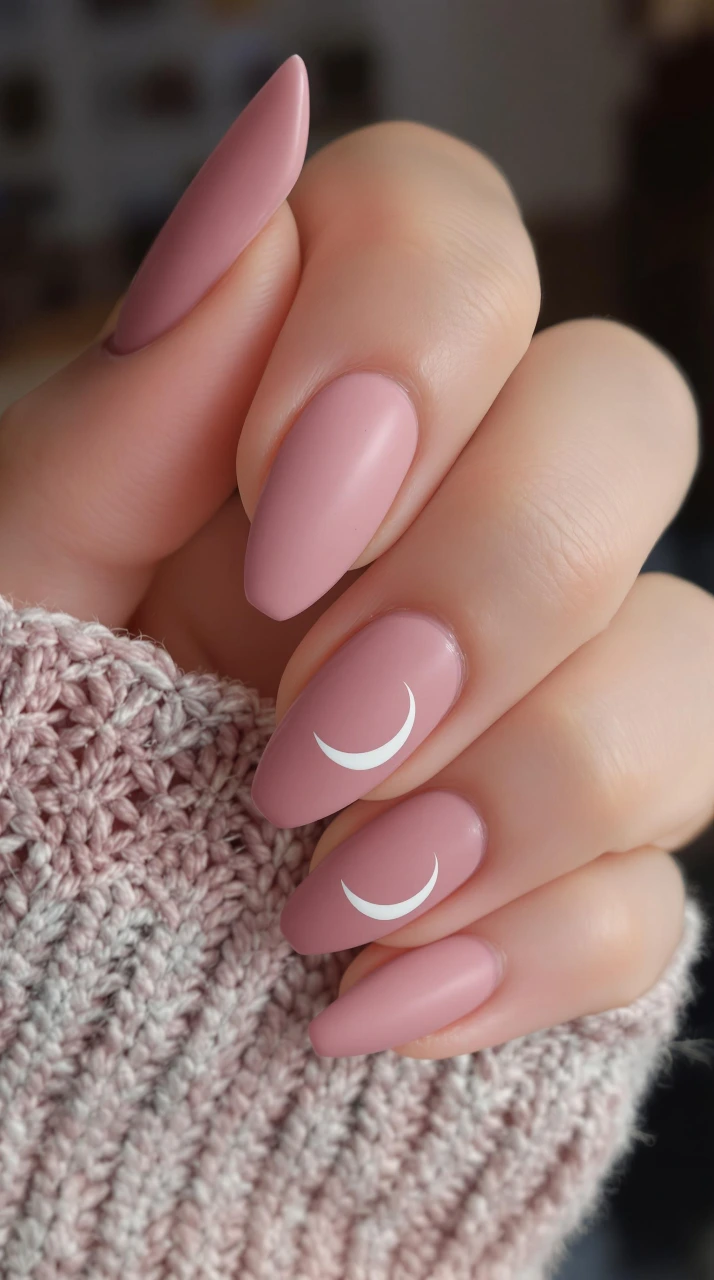 Moonlit Blush – Minimalist Nails with a Celestial Twist