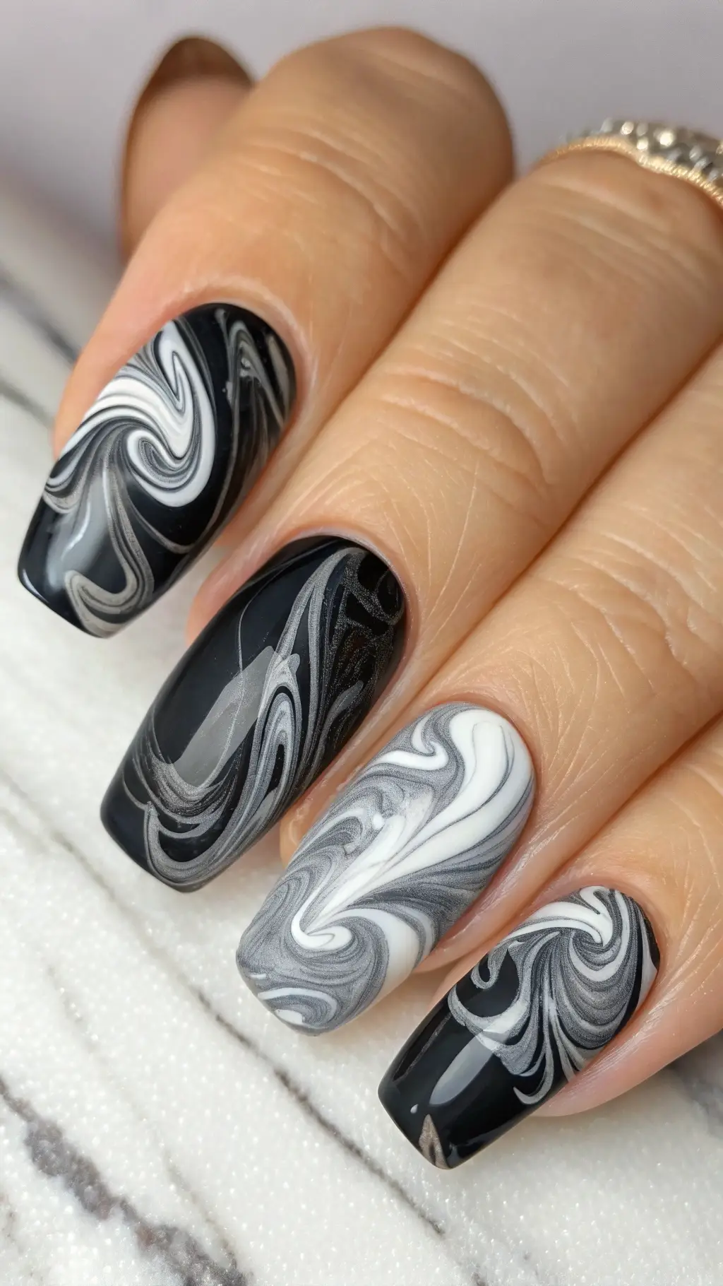 Obsidian Marble Swirls