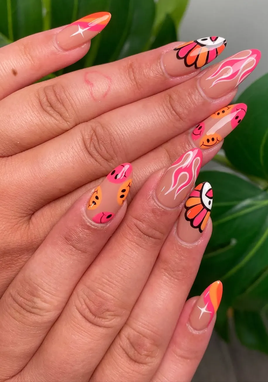 Retro Pop Dreams Playful Nails