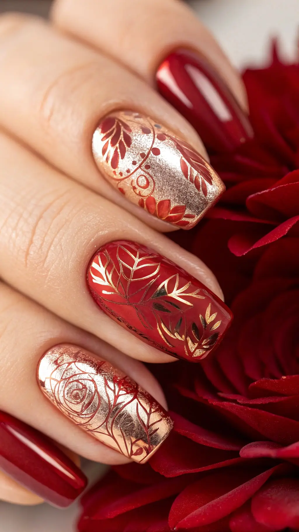 Rose Gold and Ruby Foil