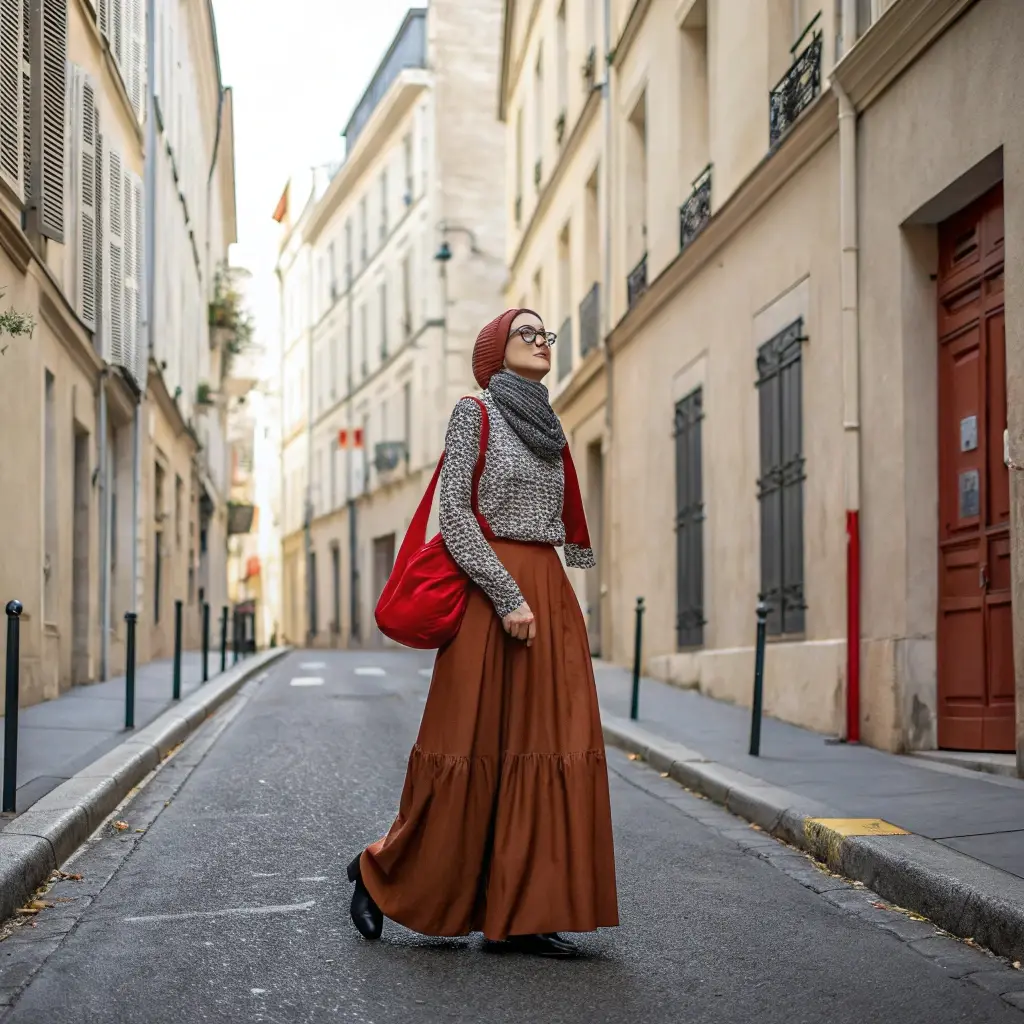Rustic Elegance: Parisian Maxi Skirt Outfit That Whispers History