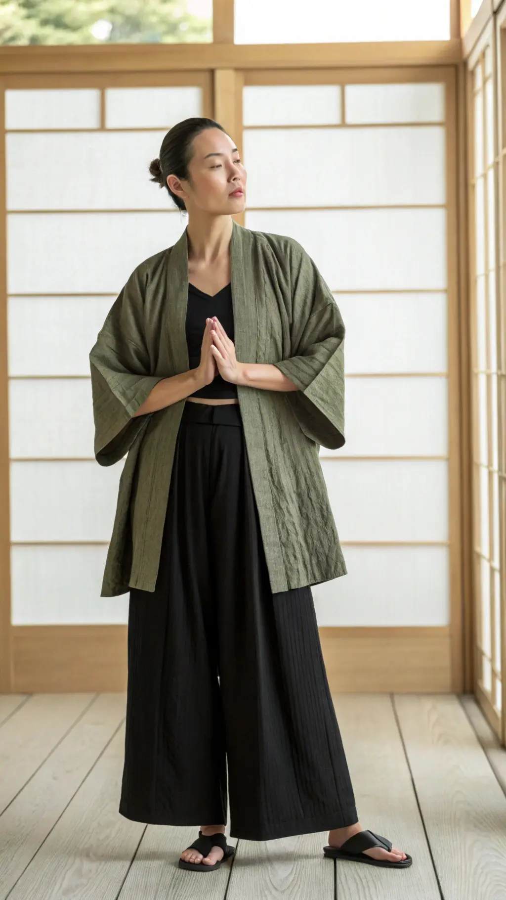 Serene Earth-Toned Kimono Style
