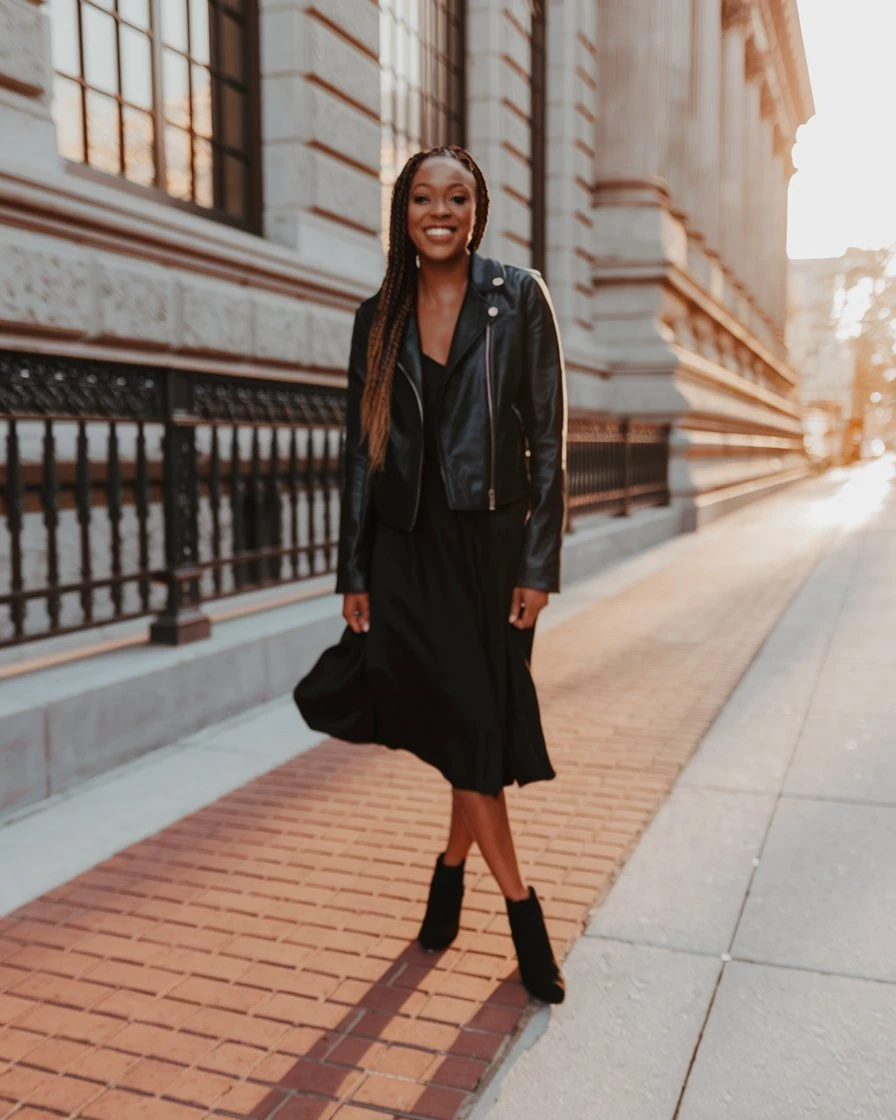 Sleek Leather and Flowing Black: Edgy-Feminine Winter Dinner Fusion