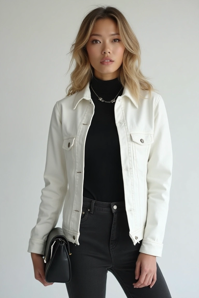 Sophisticated Neutrals White Denim Jacket Outfit Ideas for Effortless Elegance