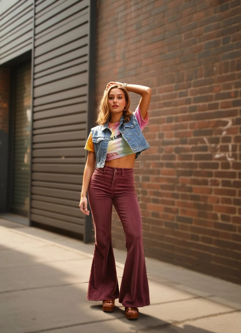 Summer Festival Fusion 1970s-Meets-Y2K Vintage-Inspired Ensemble